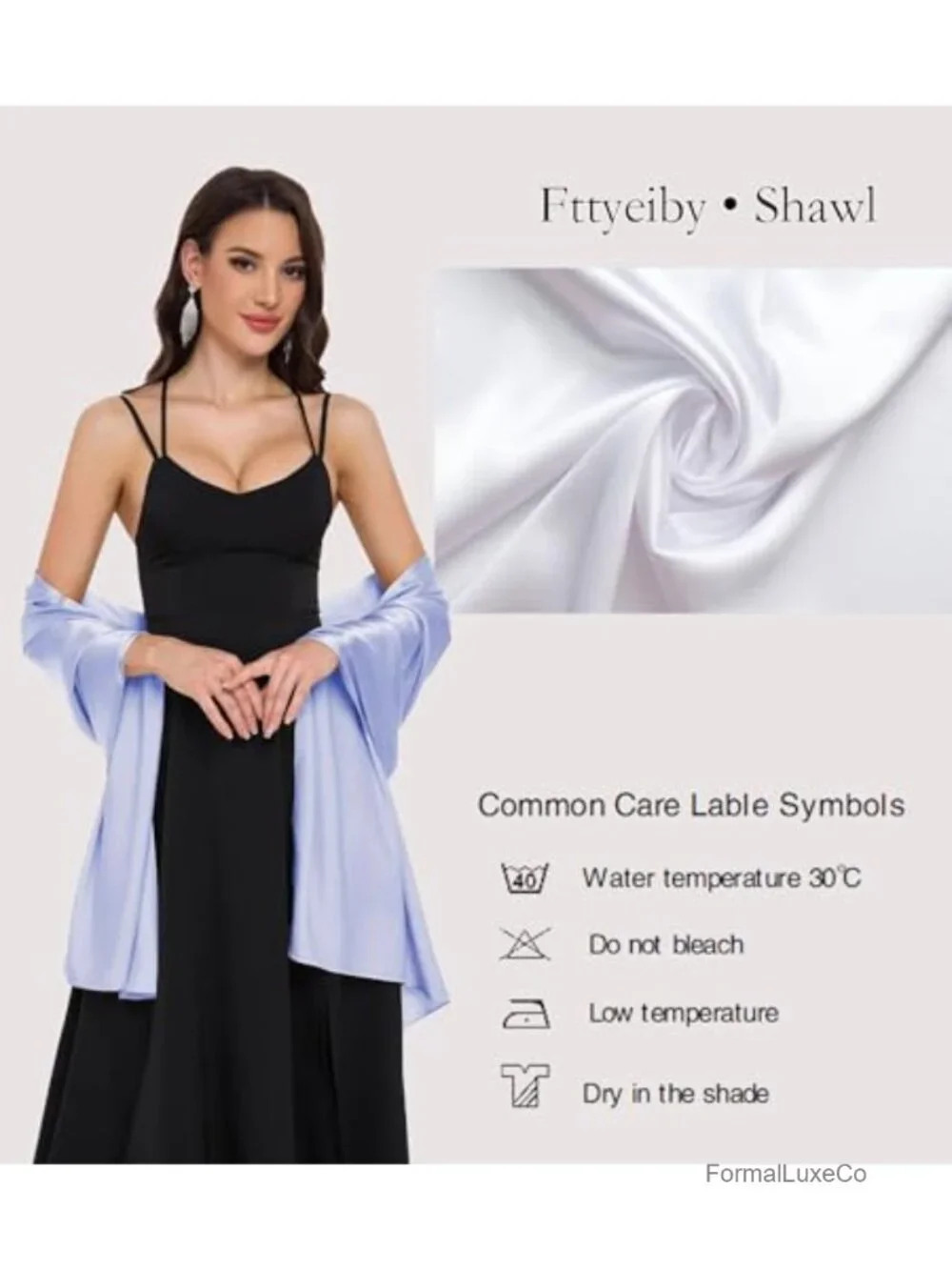 Satin Shawl Wrap for Evening Dresses Wedding Formal Pashmina